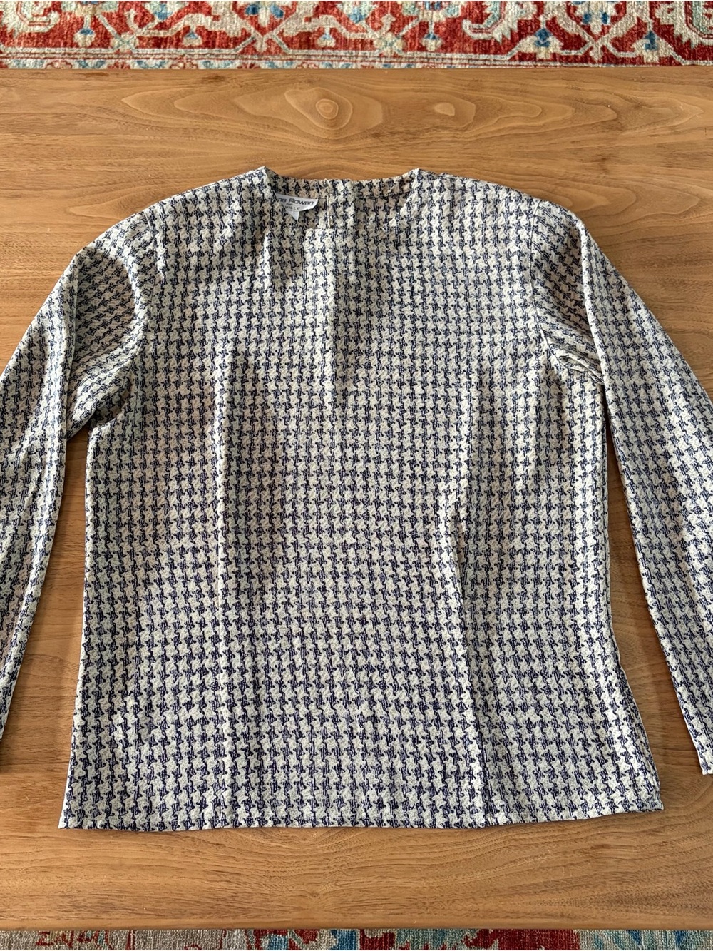 Classic Long-Sleeve Blouse - Tan & Navy size 8